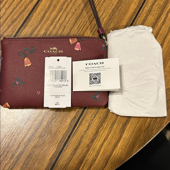 Coach Women's Small Corner Zip Wristlet with Holiday Bells Print - Picture 3 of 5